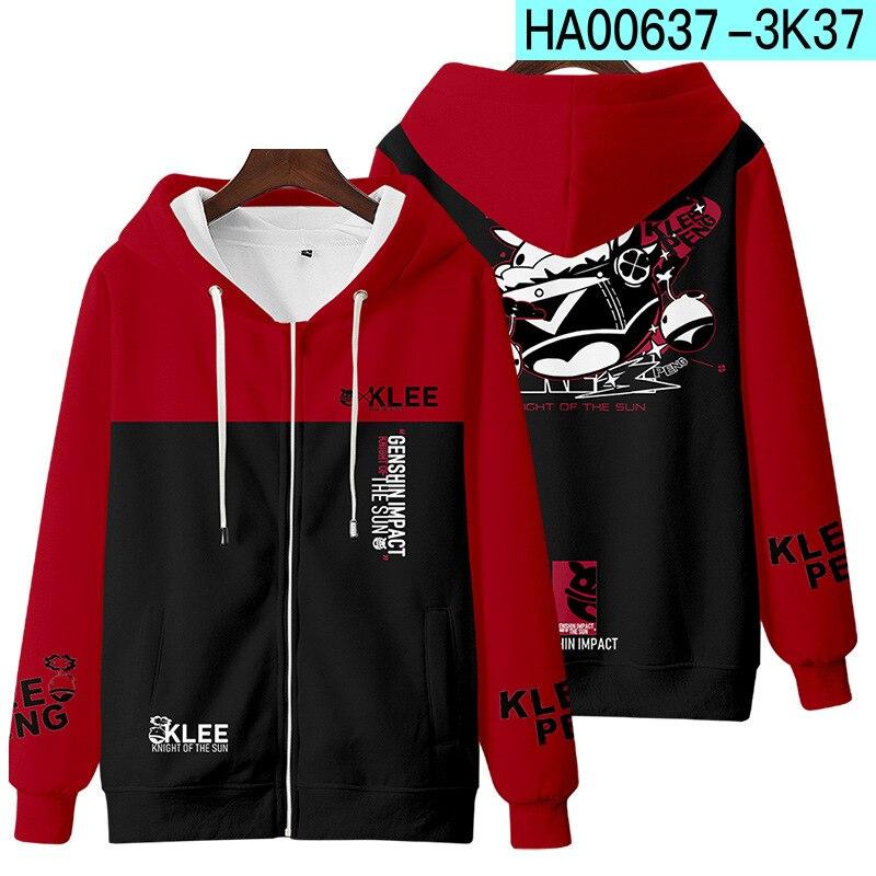 Genshin Impact Косплэй костюм Mona Kaeya Klee Diluc Venti Paimon Zhongli Keqing Ganyu унисекс 3D одежда на молнии с капюшоном