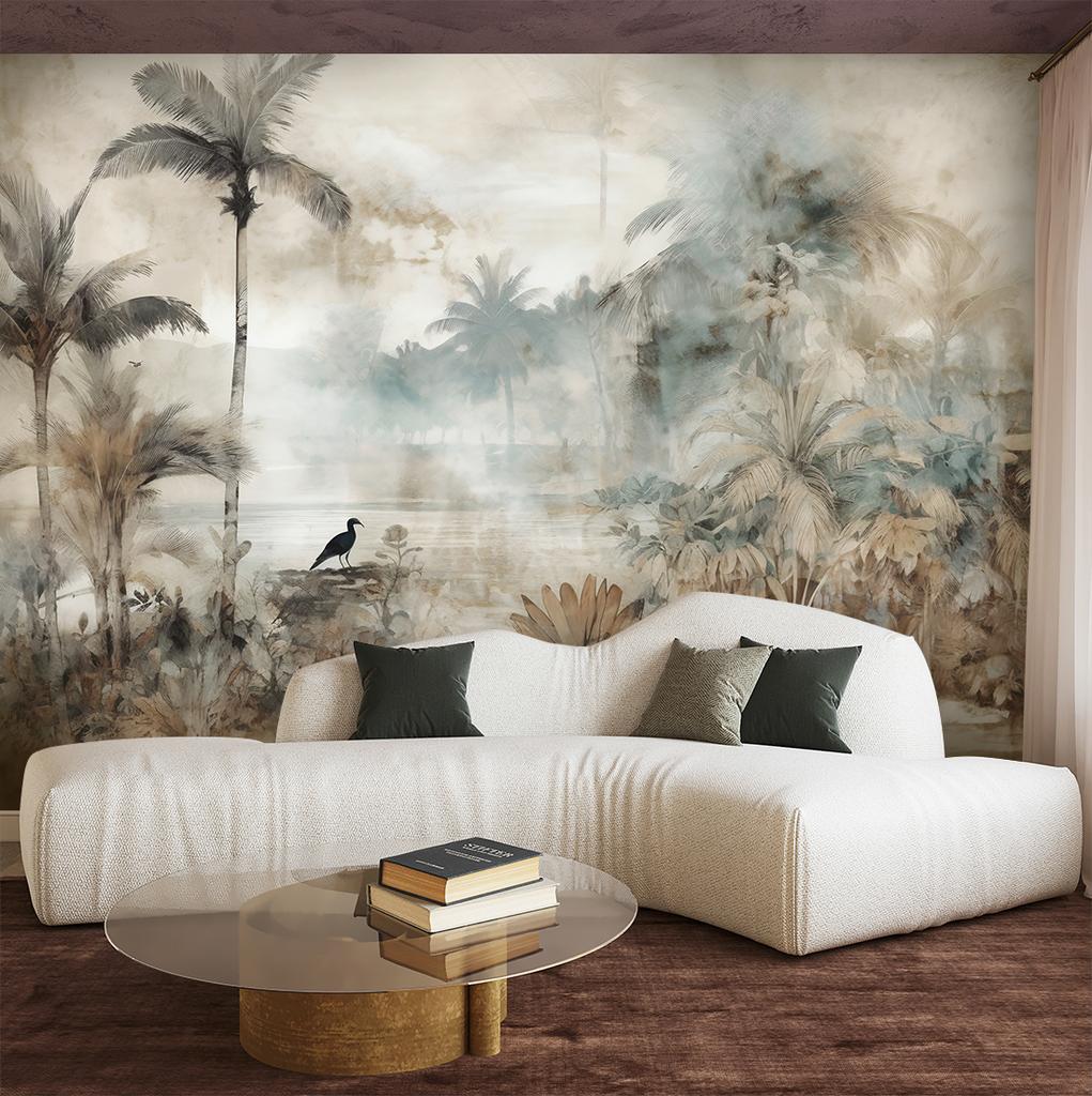 Wallpaper Tropical Palms and Vintage Plants