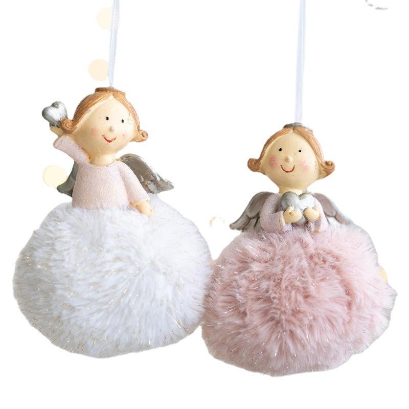 Christmas Plush Angel Girl Pendant Christmas Angel Decoration Desktop Ornament White Pink Angel Pendant New Year 2025