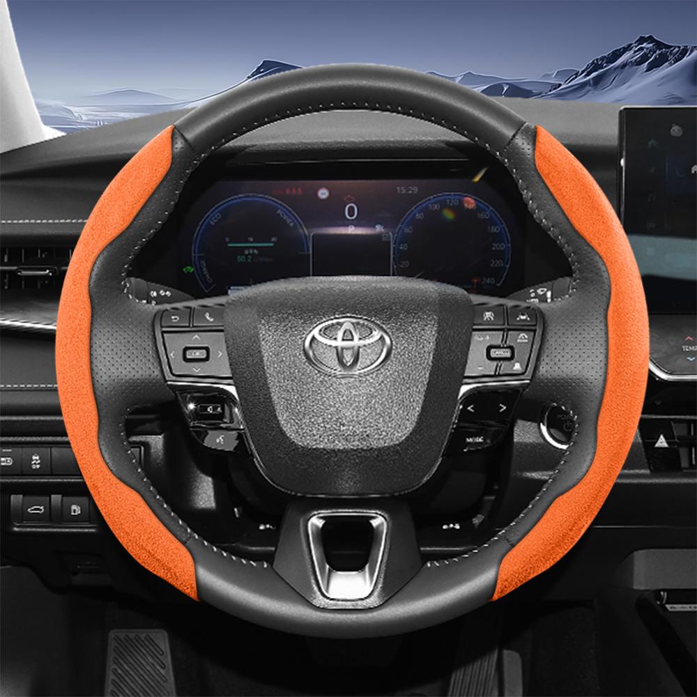 EKER4 Suitable for Toyota Sports Suede Steering Wheel Cover with Split Snap-On Design for Rav4 Hilux Camry Yaris Corolla Cross Kluger Grand 