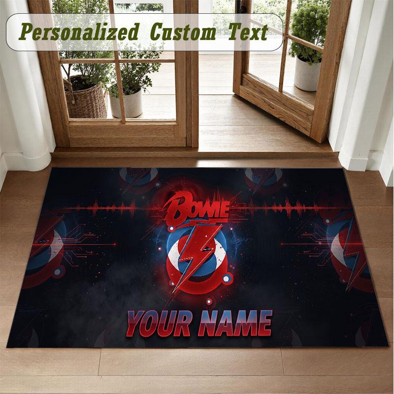 Crystal Velvet Square Rug Custom NameDavid Bowie Pattern Non Slip Home Floor Decor Rug