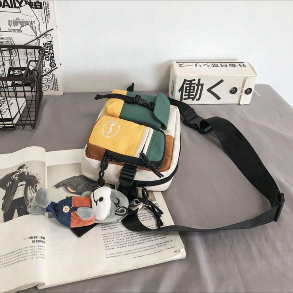 New Nylon Men Chest Bag Multifunctional Black White Crossbody Bag Large Capacity Sports Chest Bag Unisex