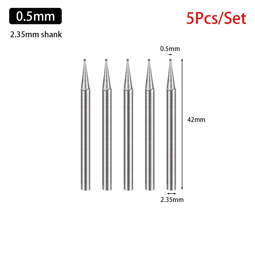 5Pcs 0.5mm-8mm Electric Grinder Parts Carve Precision Burring Sanding Drill Bit