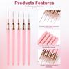5Pcs Nail Art Brushes Set Elongated Lines Striping Drawing Pen French Stripe Nail Art Liner Brush Set Professional Manicure Tool