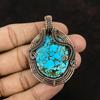 Tibetan Turquoise Copper Pendant Copper Wire Wrapped Gemstone Pendant Wire Jewelry Turquoise Jewelry Gift For Him Designer Pendant For Gift