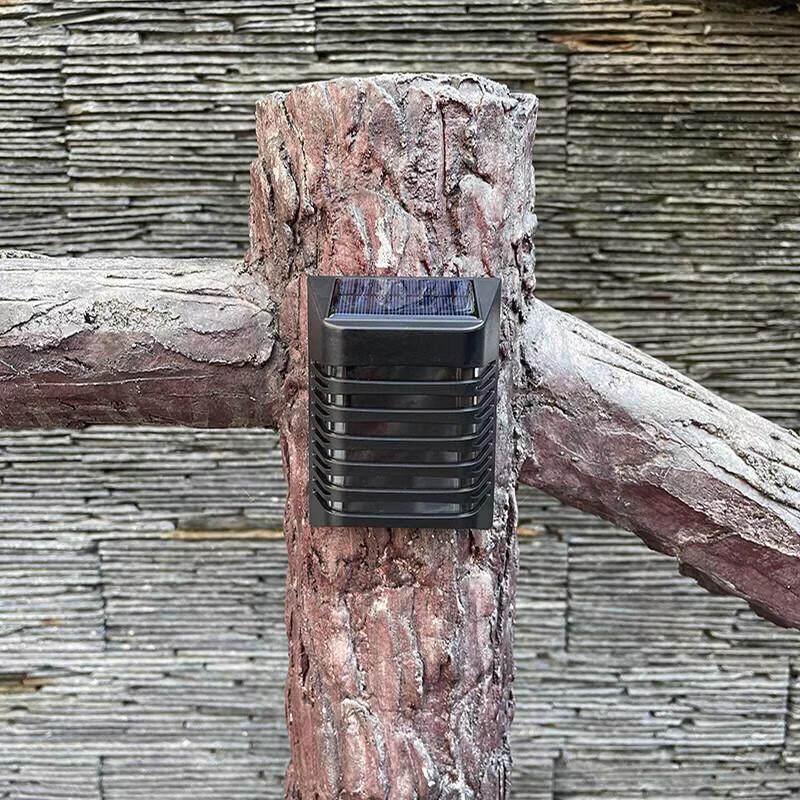 Square Striped Solar Outdoor Wall Light - Warm Glow