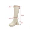 New Knee High Boots Women Square Heels Casual Winter Long Boot Shoes Ladies Designer Round Toe Zip Fashion Cool Knight Bootties