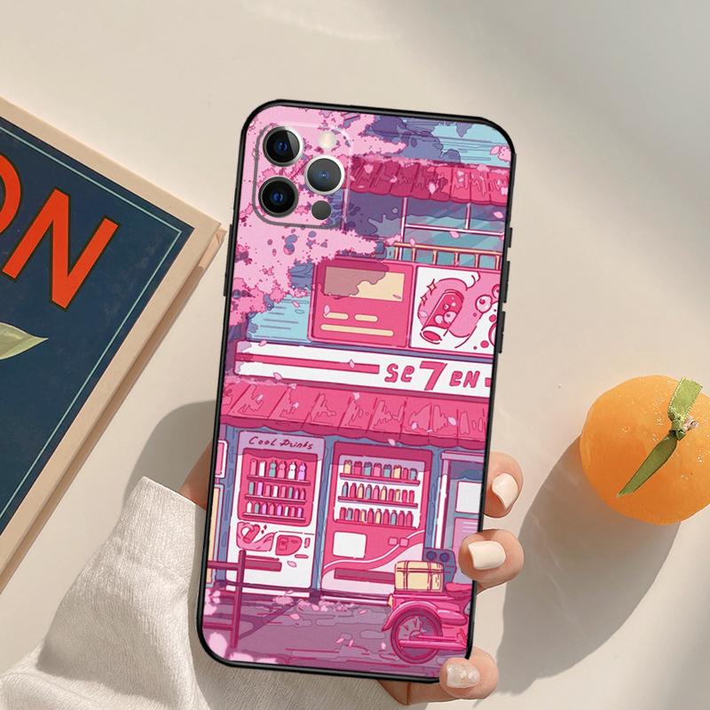 Токио Сакура вишневый цвет пейзаж Чехол Case Для iPhone 16 15 14 Pro Max 11 12 13 Pro Max Mini XR 16 15 Plus 16e Чехол для телефона