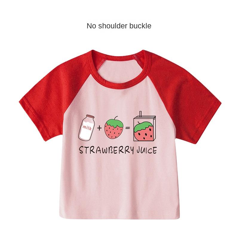 Футболка из чистого хлопка с короткими рукавами для маленьких девочек. Летний тонкий топ с половиной рукавов для маленьких и средних детей 0–5 лет. Летняя одежда.