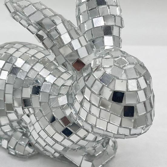 Фигурка кролика-дискотеки, ручная работа, форма кролика, диско-шар, зеркальный кролик, украшение для бара, дома, свадьбы, дня рождения, вечеринки, украшения