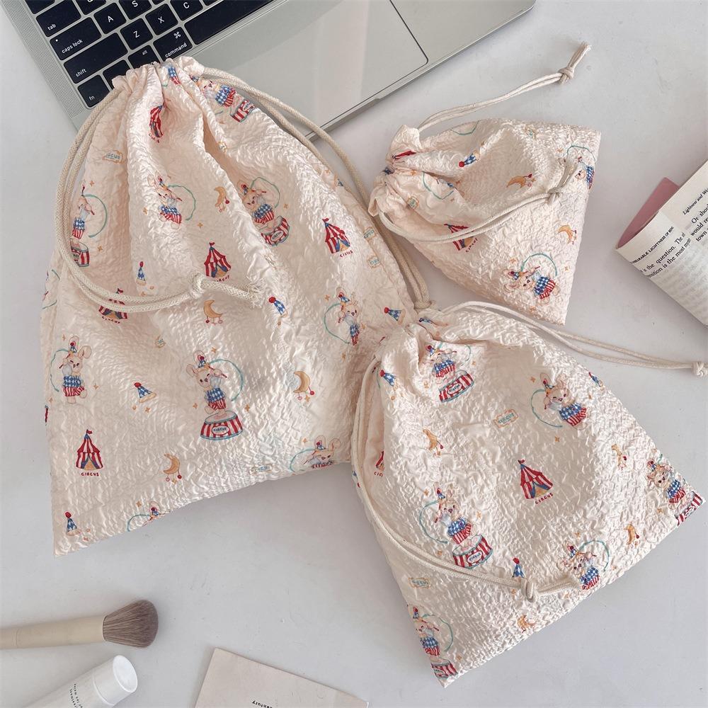 3Pcs/set Printing Drawstring Storage Bag Large Capacity Small Item Pouch  Women