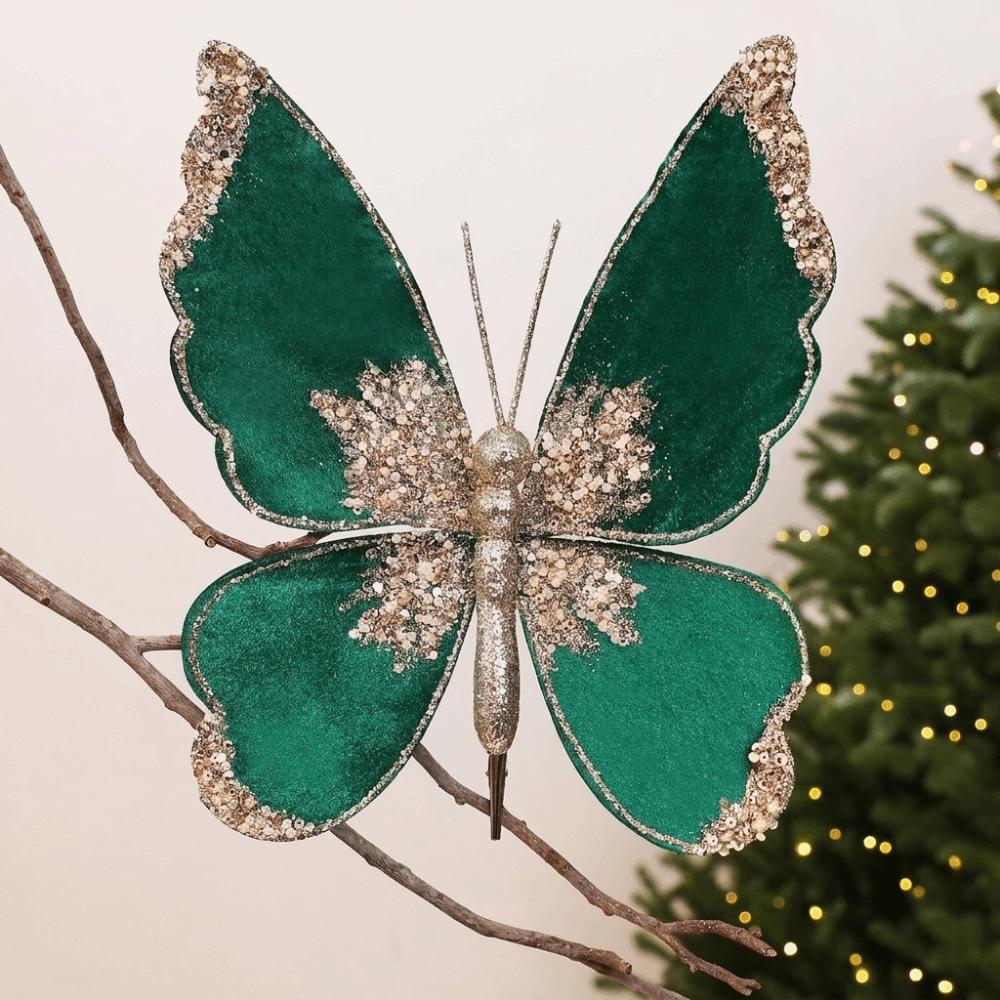 Flocking Artificial Glitter Butterfly DIY Butterfly Tree Hanging Decor Party Decor