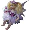 Ceramic Elf Doll with Teddy Bear in Heather Color, Height 40 cm