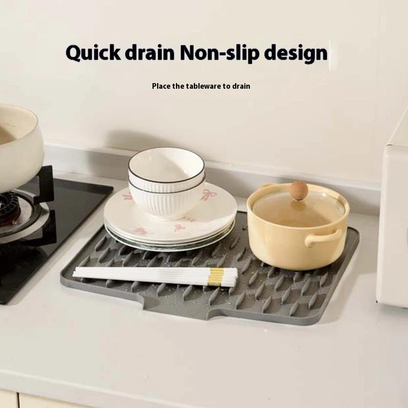 1 шт. Силиконовый коврик для сушки посуды, коврик для сушки кастрюль и тарелок для кухонной посуды, нескользящие коврики, подставка против ожогов, кухонная утварь