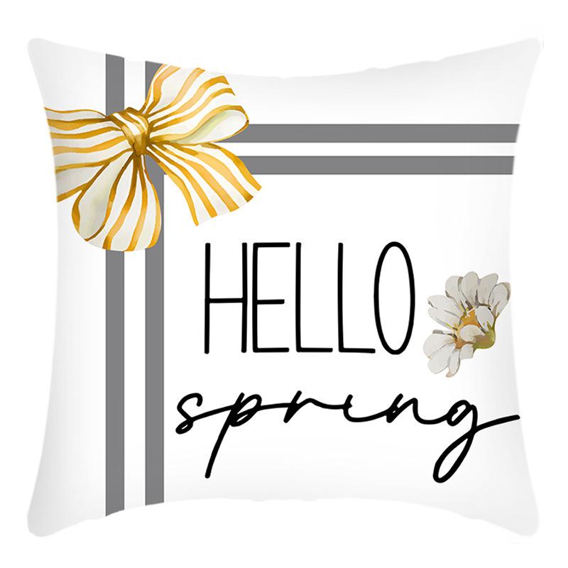 New Green Plant Pillowcase White Small Daisy Letter Print Pillow Home Sofa Cushion Cover