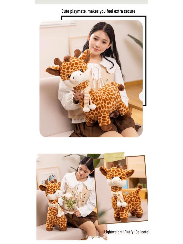 Cross-border Giraffe Plush Toy: Cute Zoo Animal Stuffed Pillow for Kids