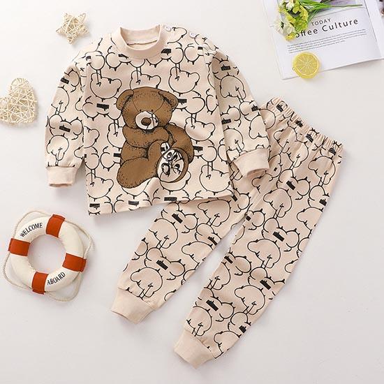 Winter Kids Long Sleeve O Neck T Shirt Pants Set Casual Baggy 2pcs Suit Cotton Cartoon Printes Outfit