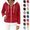 Women's Casual Fashion Long-Sleeved Zip-Up Fleece Hooded Cardigan