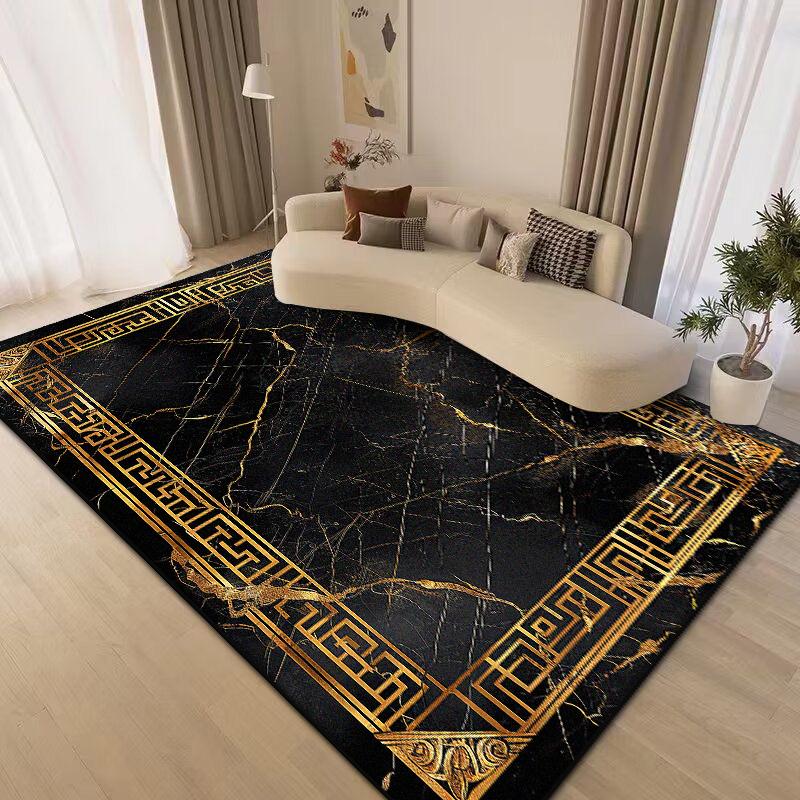 Large Area Golden Rugs for Living Room Nordic Style Decoration Sofa Area Carpet Home Bedroom Decor Cloakroom Floor Mat Non-slip