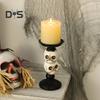 Skull Candlestick Halloween Decoration Resin Pillar Candle Holder Creepy Skull Candle Holder for 3 Inches Diameter Pillar Candle
