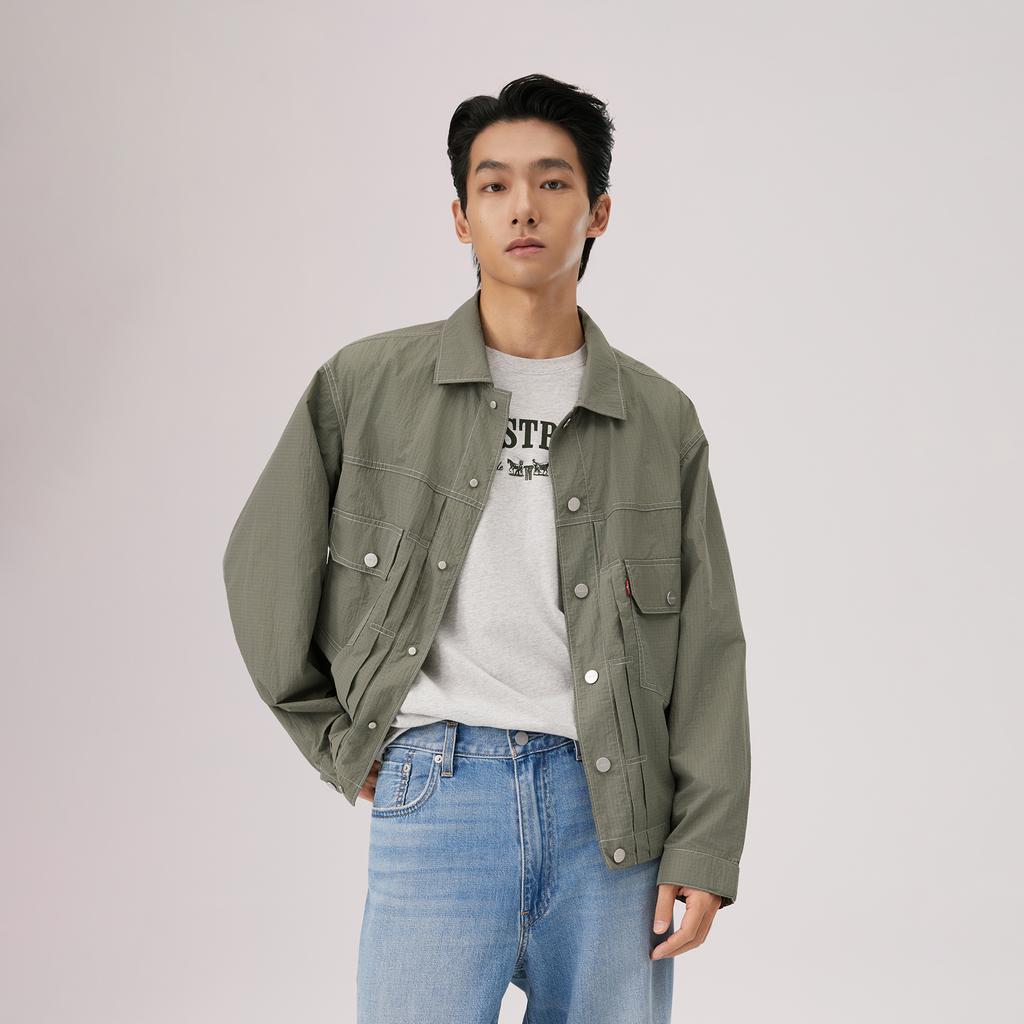 Levis Серия Ice Cool Свободная Мгновенное Охлаждение Жесткая Защита от Солнца Простая Джинсовая Куртка с Длинным Рукавом Унисекс куртки 006PC-0001