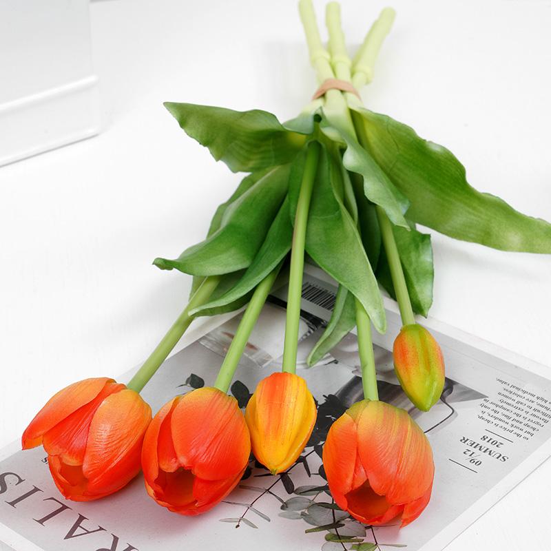 5 шт. тюльпанов искусственные цветы роскошный силиконовый настоящий букет тюльпанов для дома гостиная свадьба Decora flores artificiales