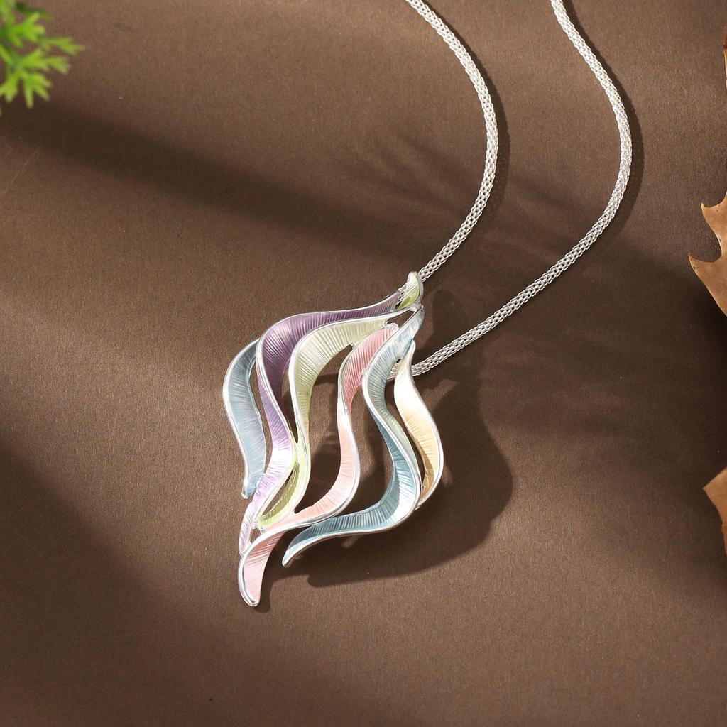 Новый эмалевый цвет полый геометрический линейный кулон женская мода высокое чувство нерегулярная линия предмет шейная цепочка