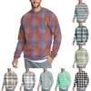 Мужская повседневная мода удобная клетчатая круглая горловина пуловер толстовка свитшот