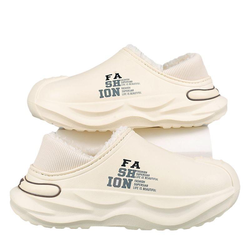 2024 Новые мужские водонепроницаемые хлопковые тапочки на каблуке — нескользящие, устойчивые к фекалиям, идеально подходят для использования в помещении и на улице осенью и зимой.