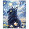NEW Cat Paint By Numbers Kit For Adults Beginner Black Cat Acrylic Starry Sky Oil Paint Canvas With Brushes Paintwork Art Crafts