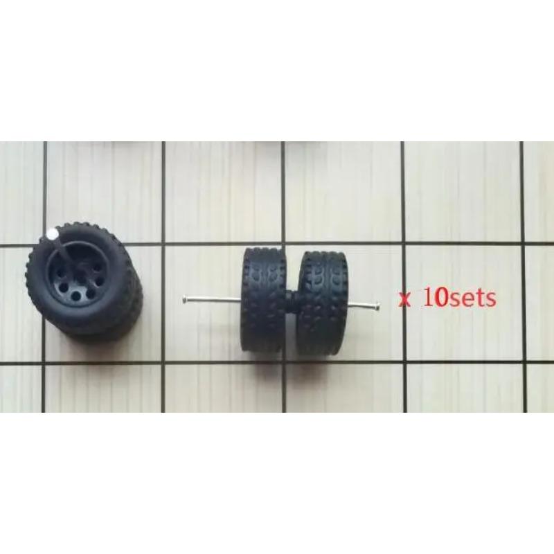 10 комплектов(на 10 машин) 1/64 Пластиковые 14мм Колеса Резиновые Покрышки для 1:64 Модель внедорожника для бездорожья