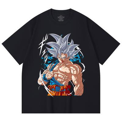 230 г/м² 100% хлопок Dragon Ball V47 Goku Ultra Instinct Принт Унисекс Тяжелая хлопковая футболка