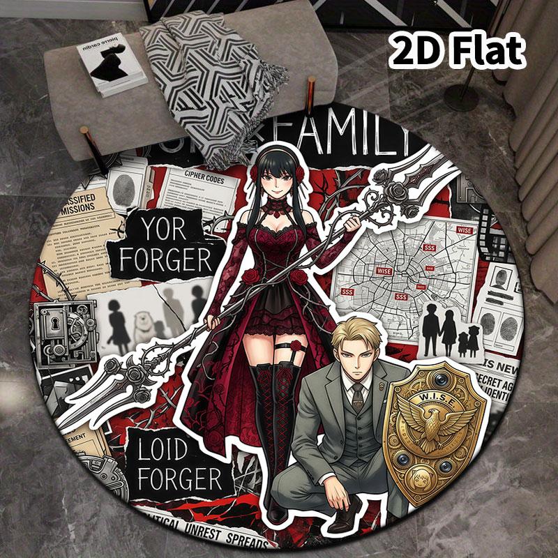 Ковер круглый Spy Family Ковер для гостиной, спальни, дивана, игровой комнаты Декор Нескользящий коврик для пола