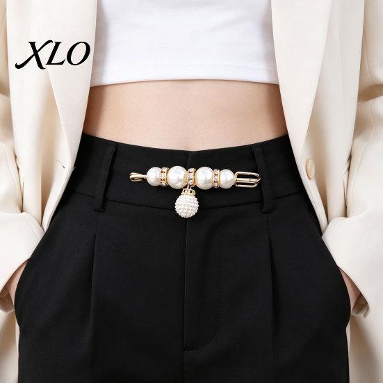 Removable Waist Tightener 2Pcs Faux Pearl for Pants, Reusable Cincher Pin Fashion Accessories Loose Jeans, No Sewing Waistband Skirts Skirt