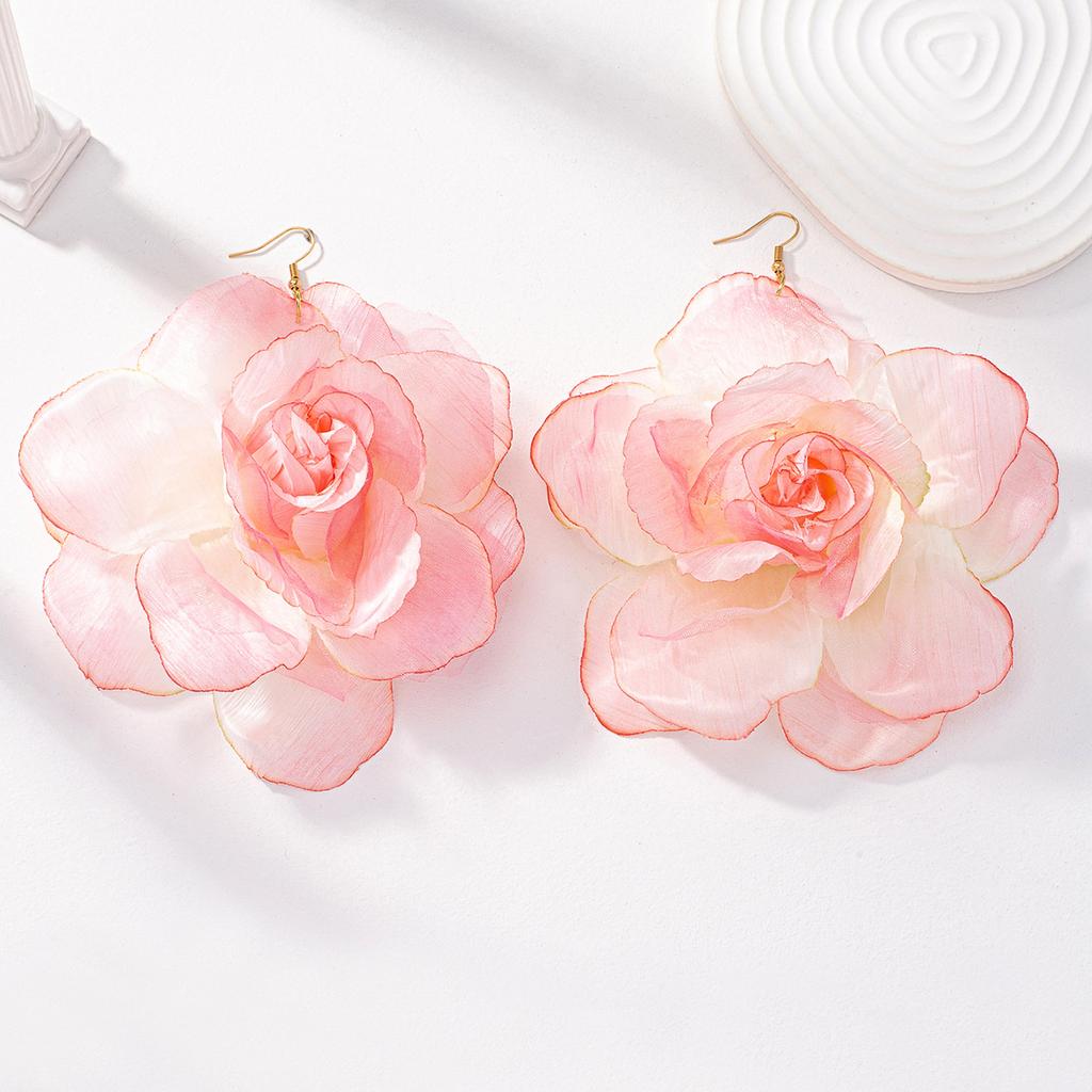 1 пара романтических преувеличенных цветочных сережек для женщин