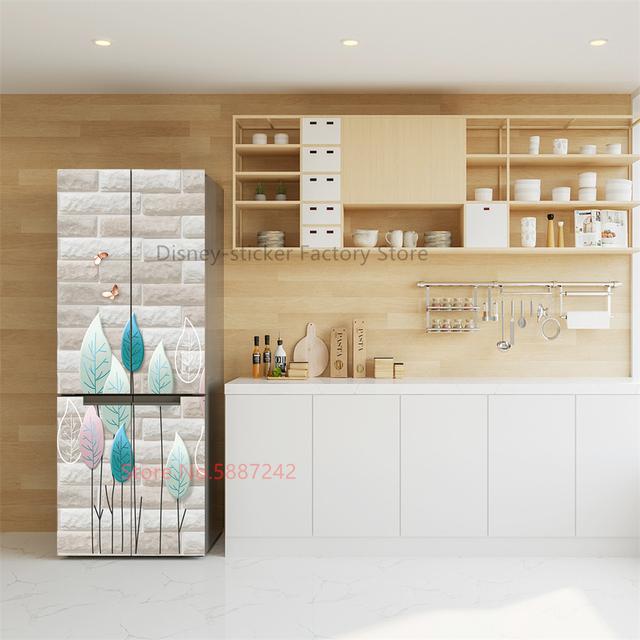 Наклейка на кухонный холодильник, виниловые обои на холодильник, полные покрытия, самоклеящаяся наклейка с цветком лотоса, морозильная камера, пленка, декор, плакат, наклейка