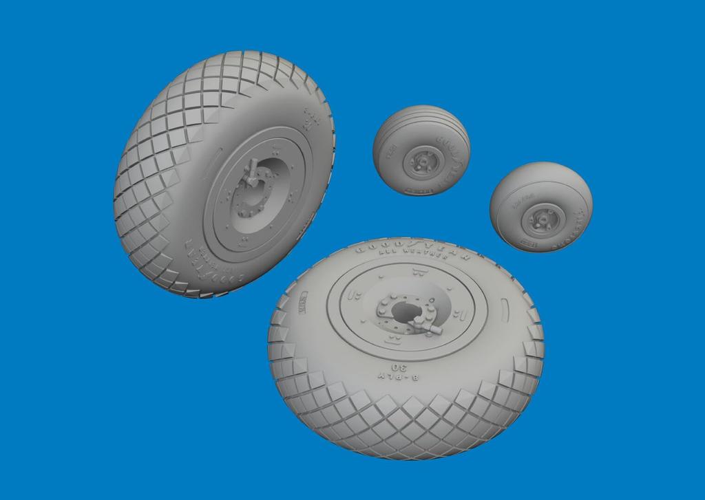 Eduard 1/48 Brassin P-40E Wheels with Diamond Treads (for Eduard) Plastic Model Parts EDU6481057 (Airplane)