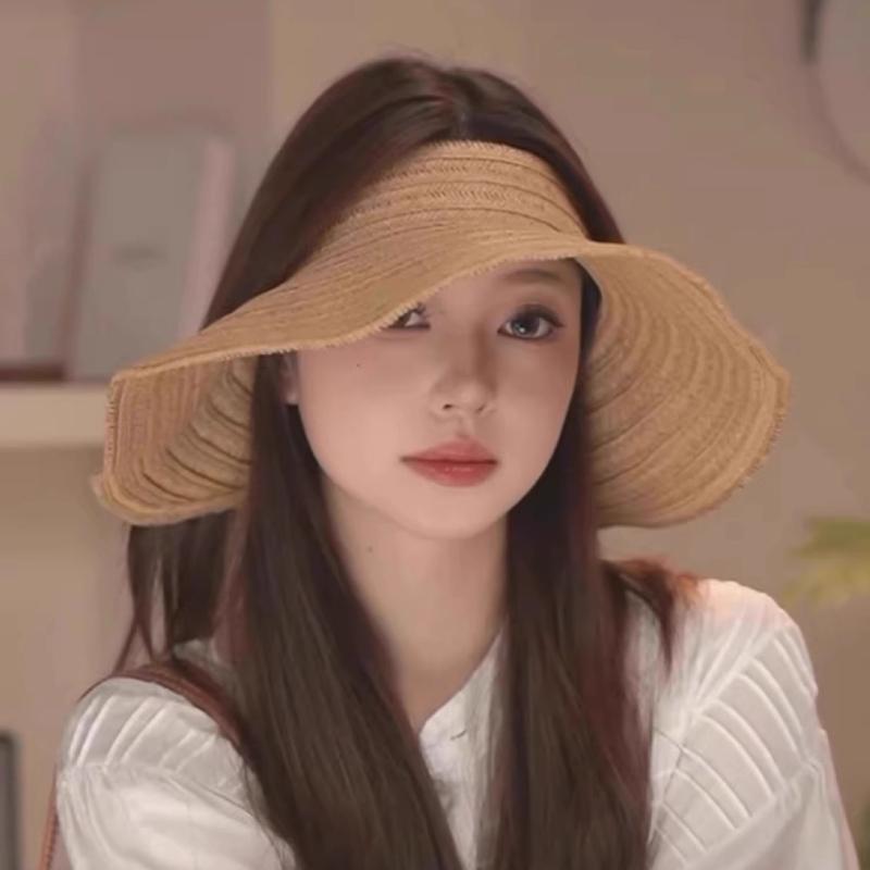Большой козырек солнцезащитная шляпа с пустым верхом детская пляжная морская защита лица на все лицо от солнца отпуск складная соломенная шляпа