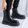 Мужская мода челси ботинки черные трендовые оригинальные кожаные туфли ковбойские ботинки на платформе вечеринка ночной клуб дизайнерские массивные ботинки мужские