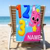 1pc Pinkfong Shark5 Beach Towel with Custom Name, Beach/Swimming/Bath/Picnic/Camping Towel, Suitable for Seaside Beaches