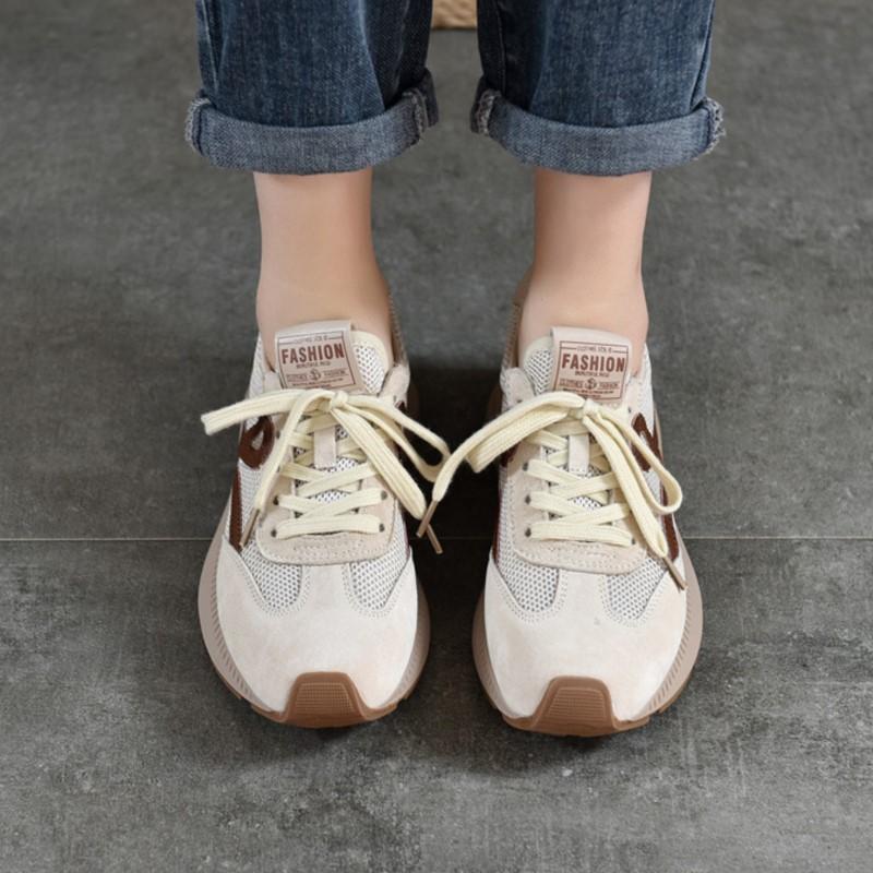 Johnature Дышащая сетчатая сшивка из натуральной кожи для спорта и отдыха, нескользящая мягкая подошва, женская обувь