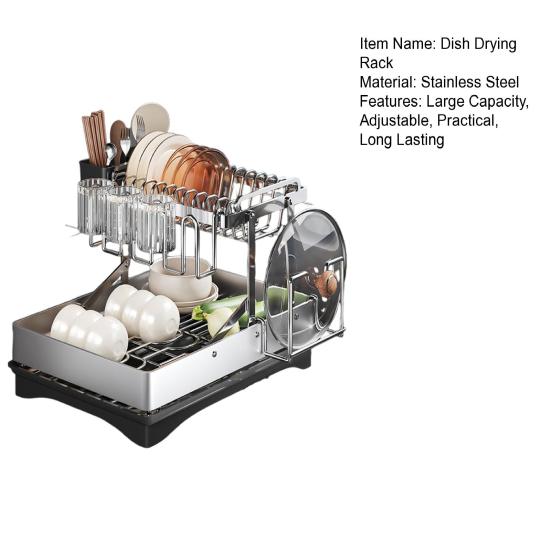 Большая сушилка для посуды с вращающимся на 360 градусов носиком, большой вместимости, устойчивая к ржавчине, расширяемая
