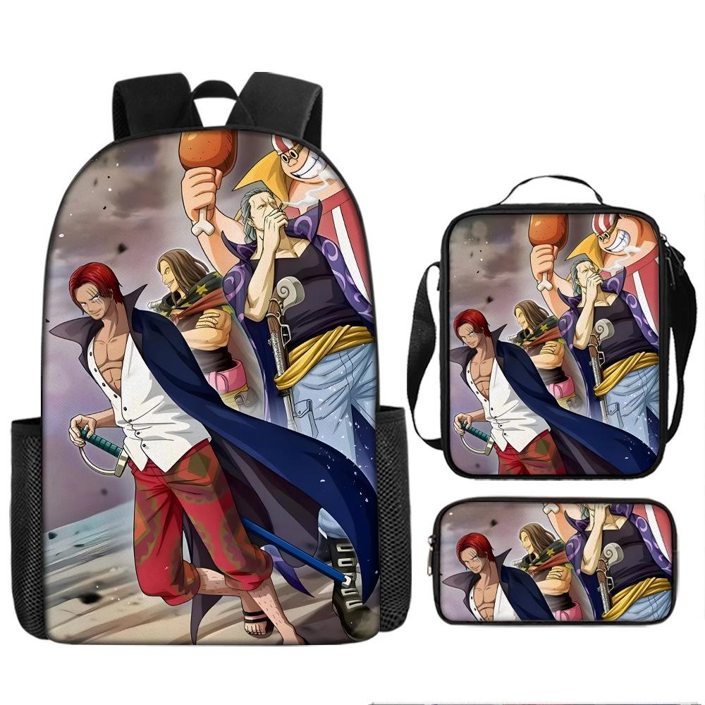 Анимация ONE PIECE школьный рюкзак из трех частей игровой периферийный рюкзак большой вместимости для ученика средней школы для улицы, кампуса, сумка для компьютера