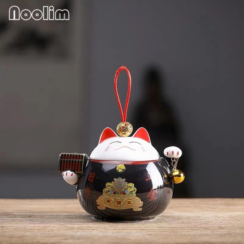 Lucky Cute Cat Caddy Керамическая герметичная банка в форме животного Дорожная портативная банка для специй Кухонный небольшой резервуар для хранения