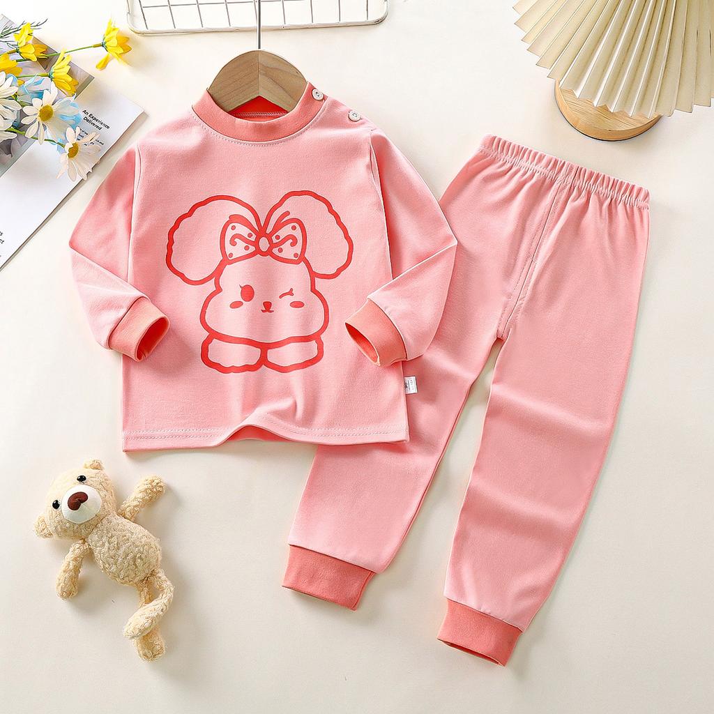 Winter Kids Long Sleeve O Neck T Shirt Pants Set Casual Baggy 2pcs Suit Cotton Cartoon Printes Outfit