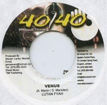 7-дюймовая пластинка LUTAN FYAH - Venus NONE 40/40 Productio Ямайка Регги, Ска и Даб Б/у