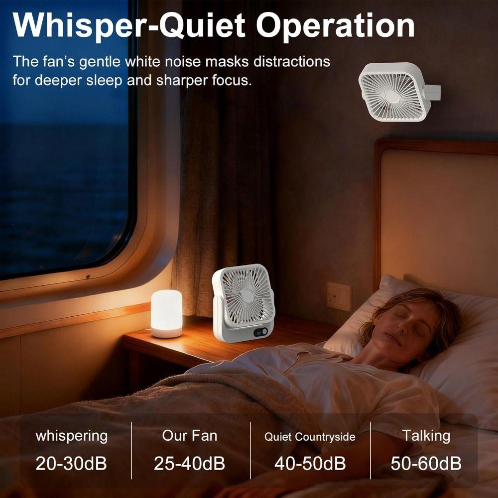 Portable Magnetic Travel Fan 8-24H Runtime Rechargeable and Plug-In Table Fan Small Personal Fan