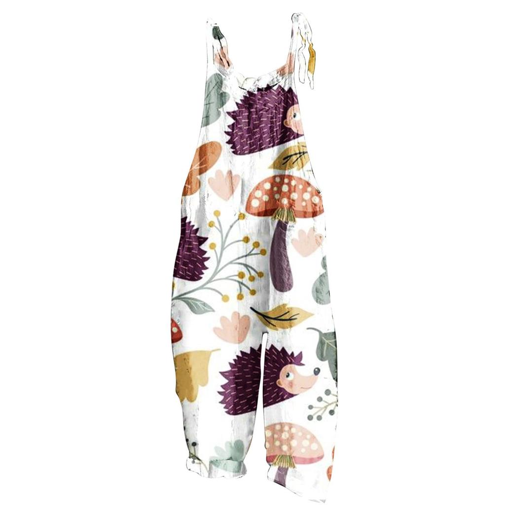 Женский модный милый маленький свежий винтажный повседневный комбинезон на бретельках с принтом