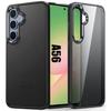 Protective Case - BOOLING - for Samsung Galaxy A56 5G - Black Silicone - Translucent Hard Back - Shockproof