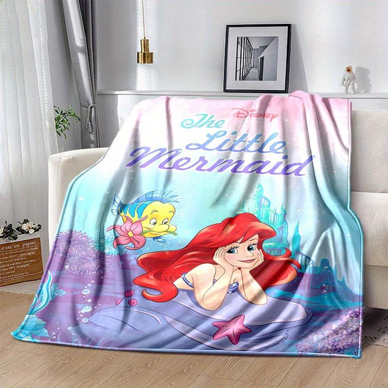 1pc, Disney The Little Mermaid Ariel & Flounder Throw Blanket Soft Coverlet for Bed, Couch, Travel, Camping, Car, Beach, Office Nap